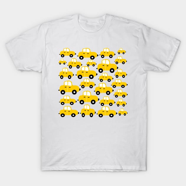 Cute yellow motorcars pattern T-Shirt by Baobabprintstore